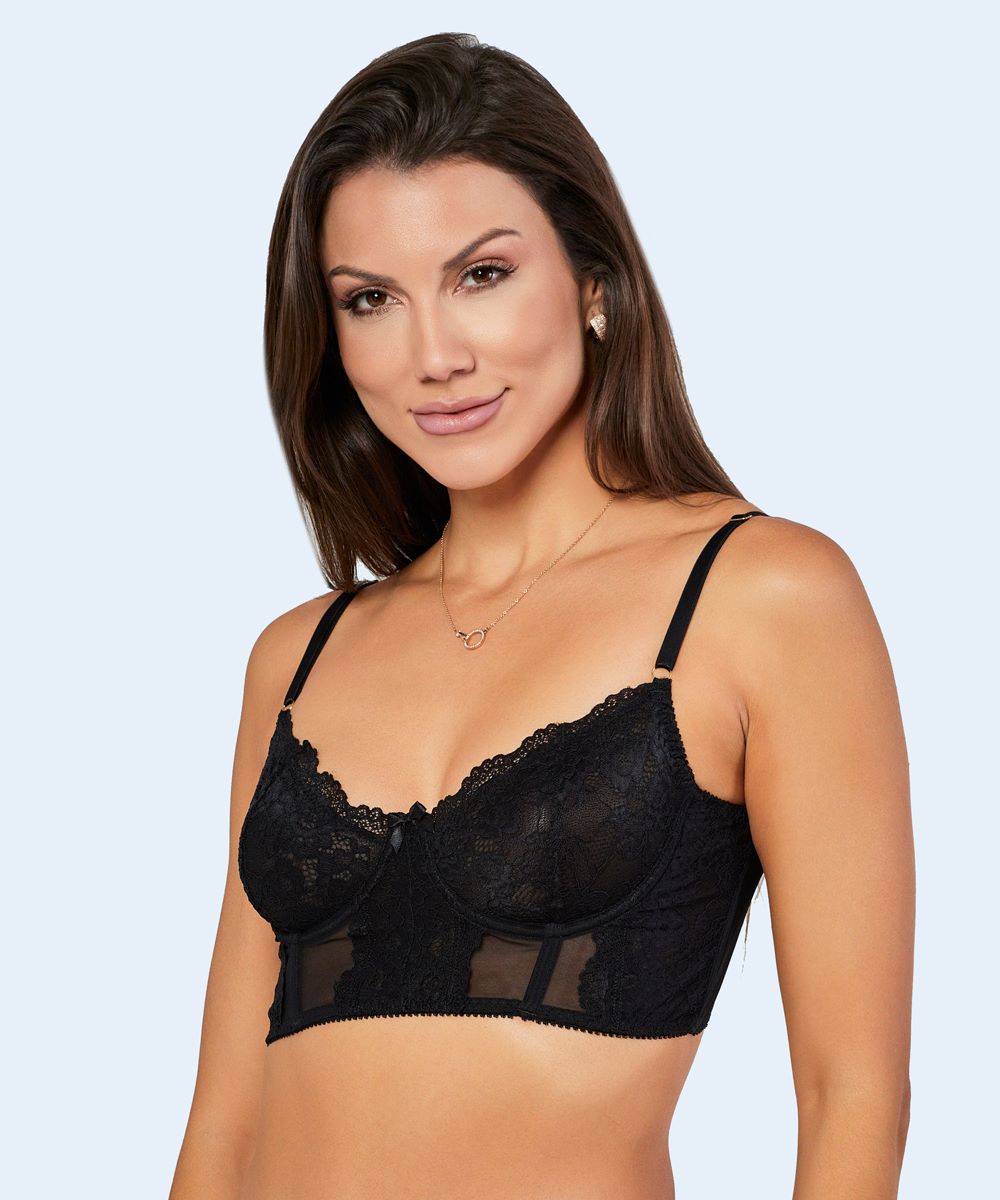 Sutiã Cropped com Renda e Tule sem Bojo com Aro - PATNER